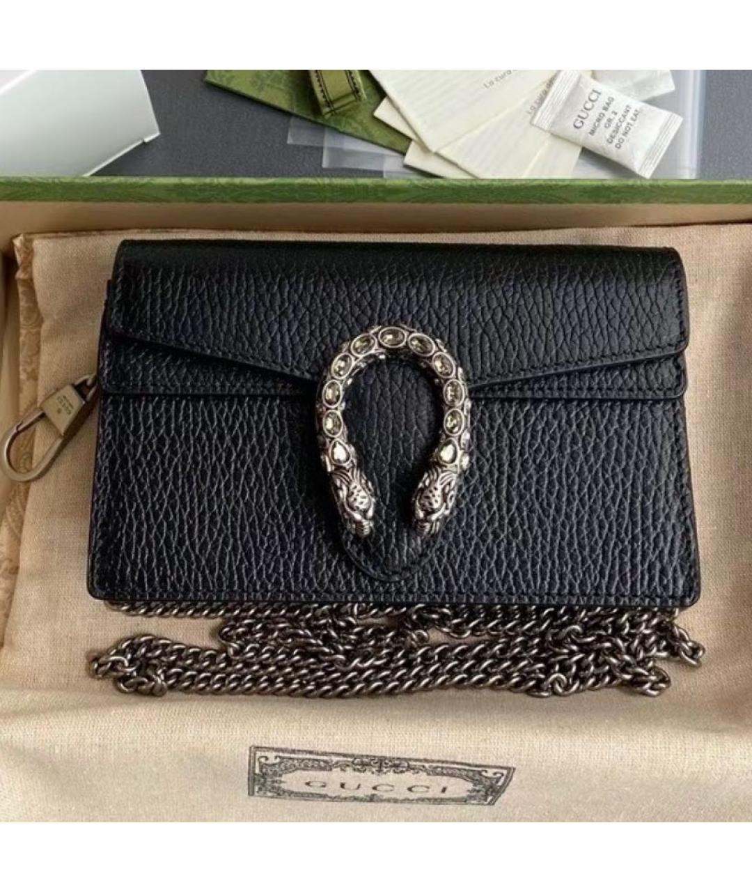 GUCCI Черная кожаная сумка через плечо, фото 2