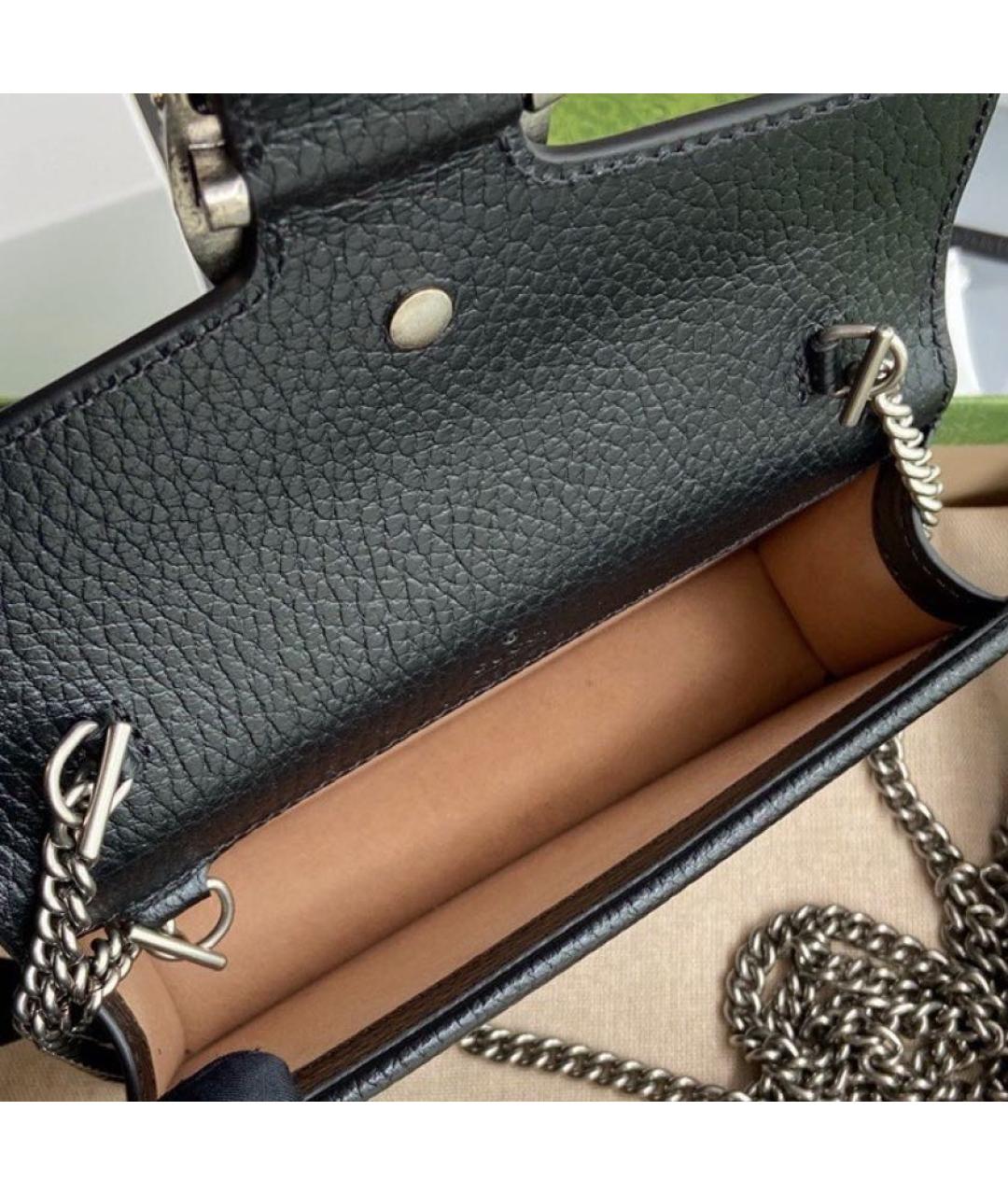 GUCCI Черная кожаная сумка через плечо, фото 4