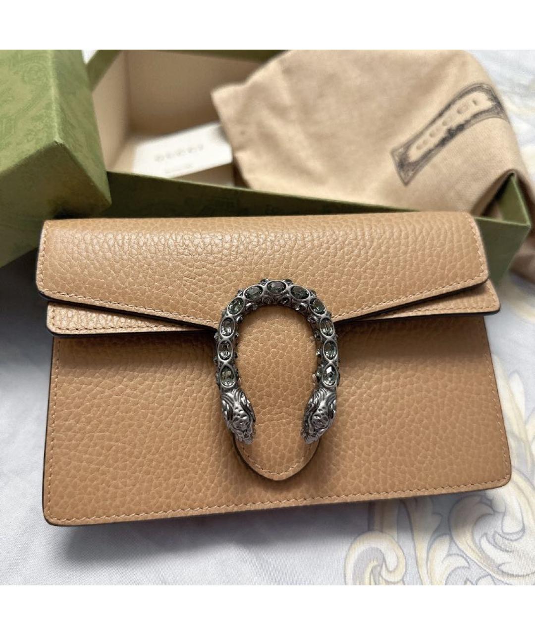 GUCCI Бежевая кожаная сумка через плечо, фото 2