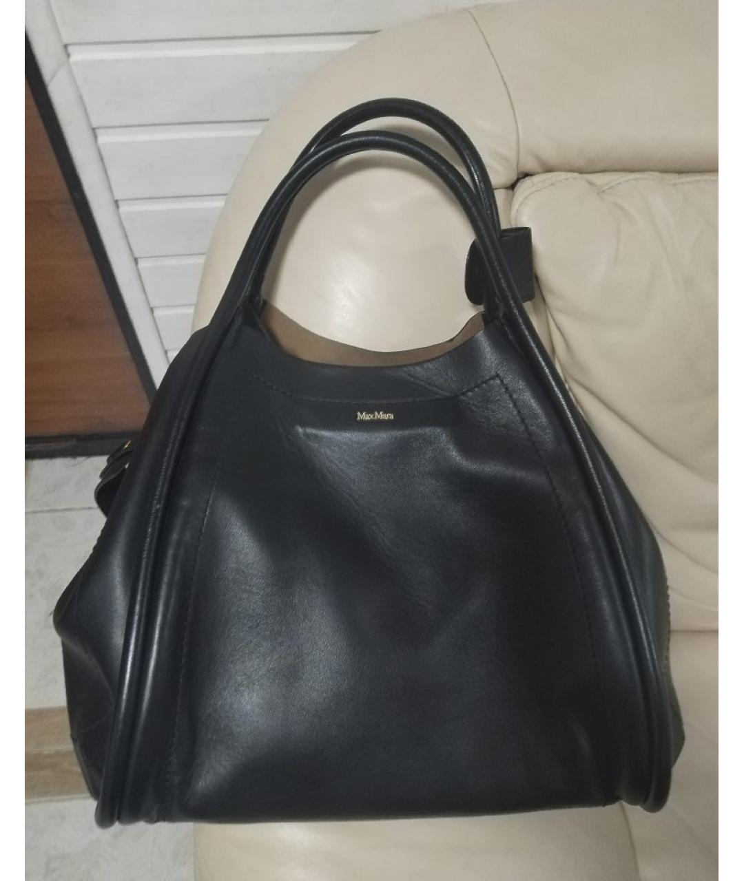 MAX MARA Черная кожаная сумка через плечо, фото 10