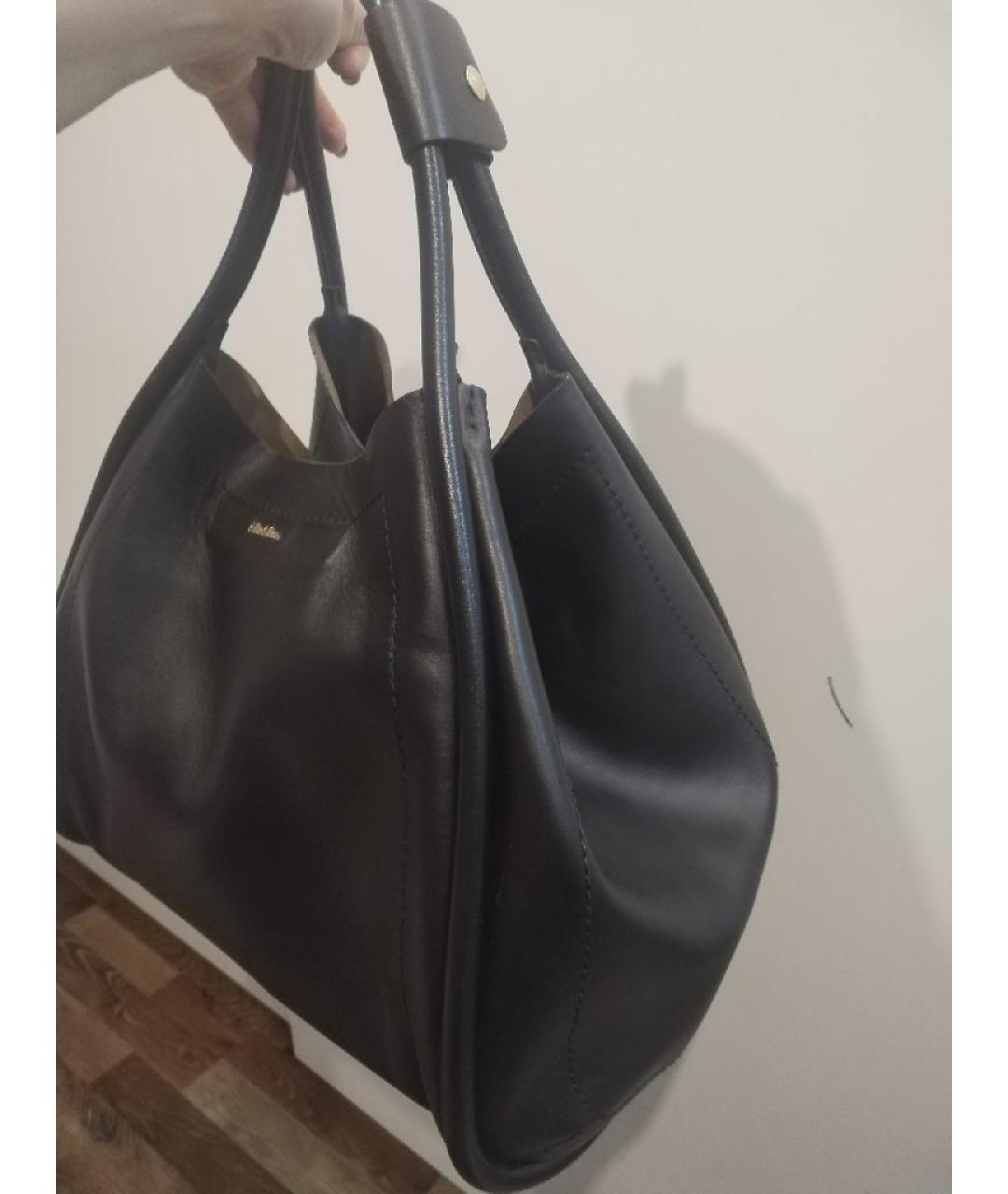 MAX MARA Черная кожаная сумка через плечо, фото 4