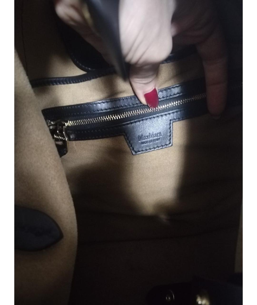 MAX MARA Черная кожаная сумка через плечо, фото 8