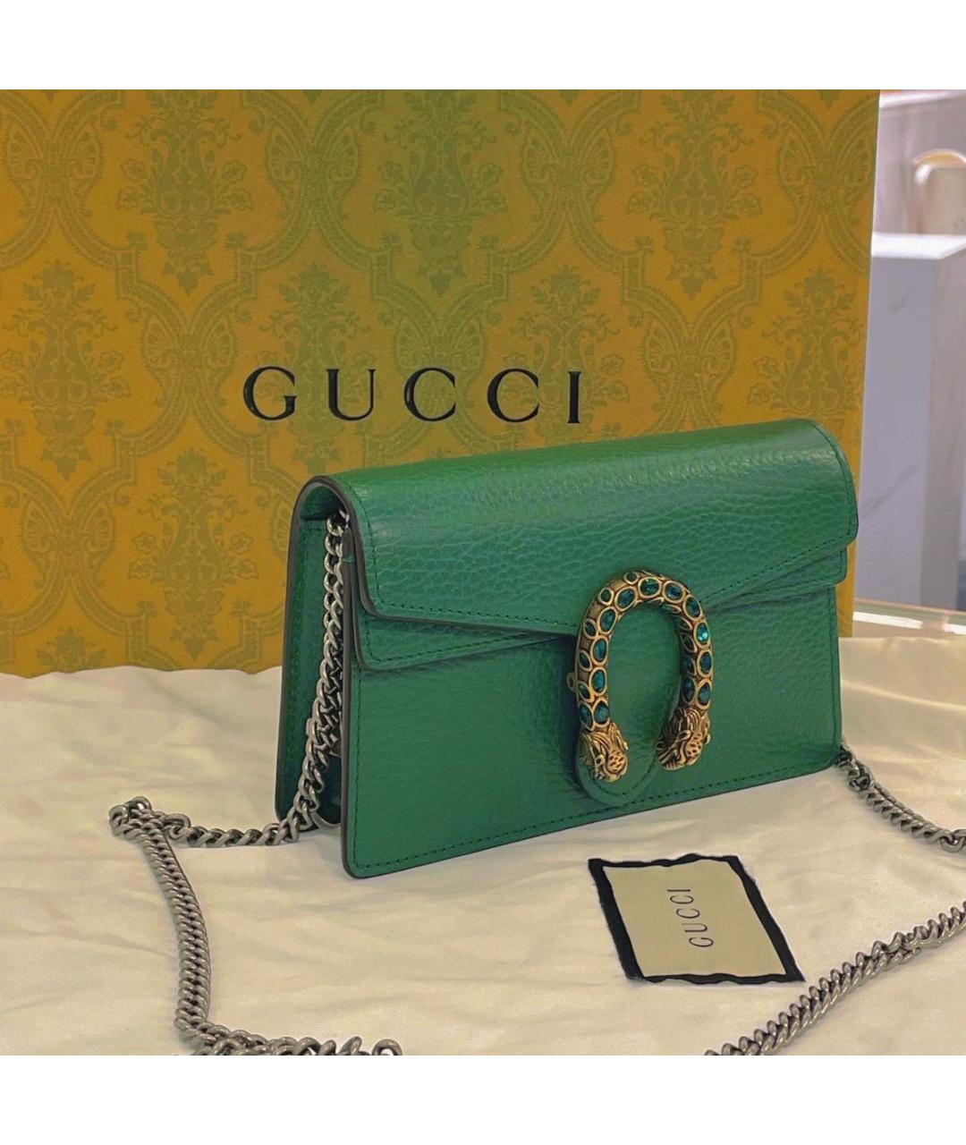 GUCCI Зеленая кожаная сумка через плечо, фото 2