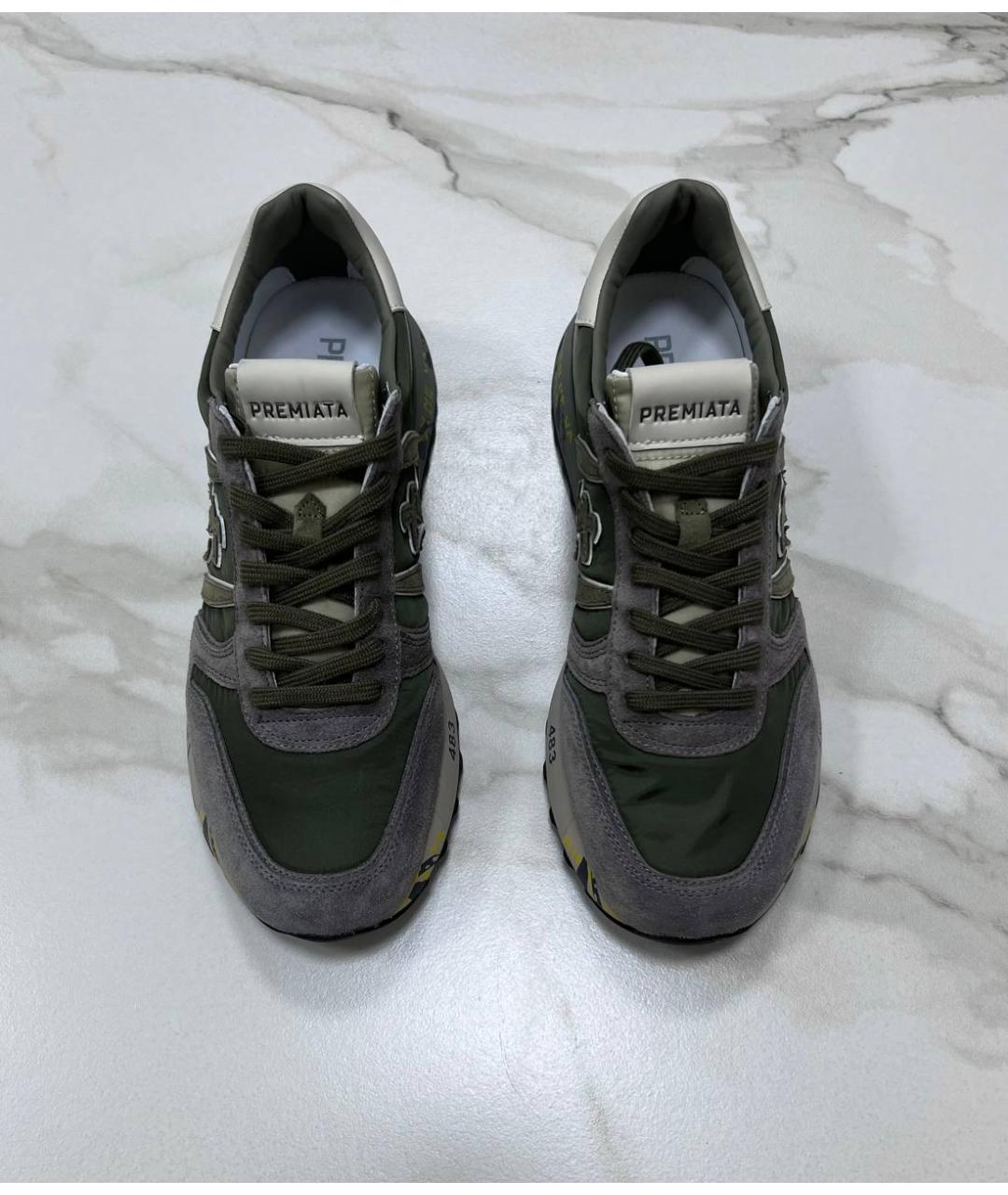 PREMIATA Зеленые кожаные низкие кроссовки / кеды, фото 2