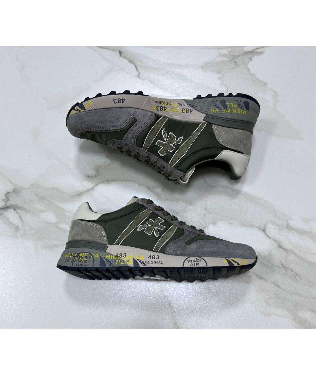 PREMIATA Зеленые кожаные низкие кроссовки / кеды, фото 3