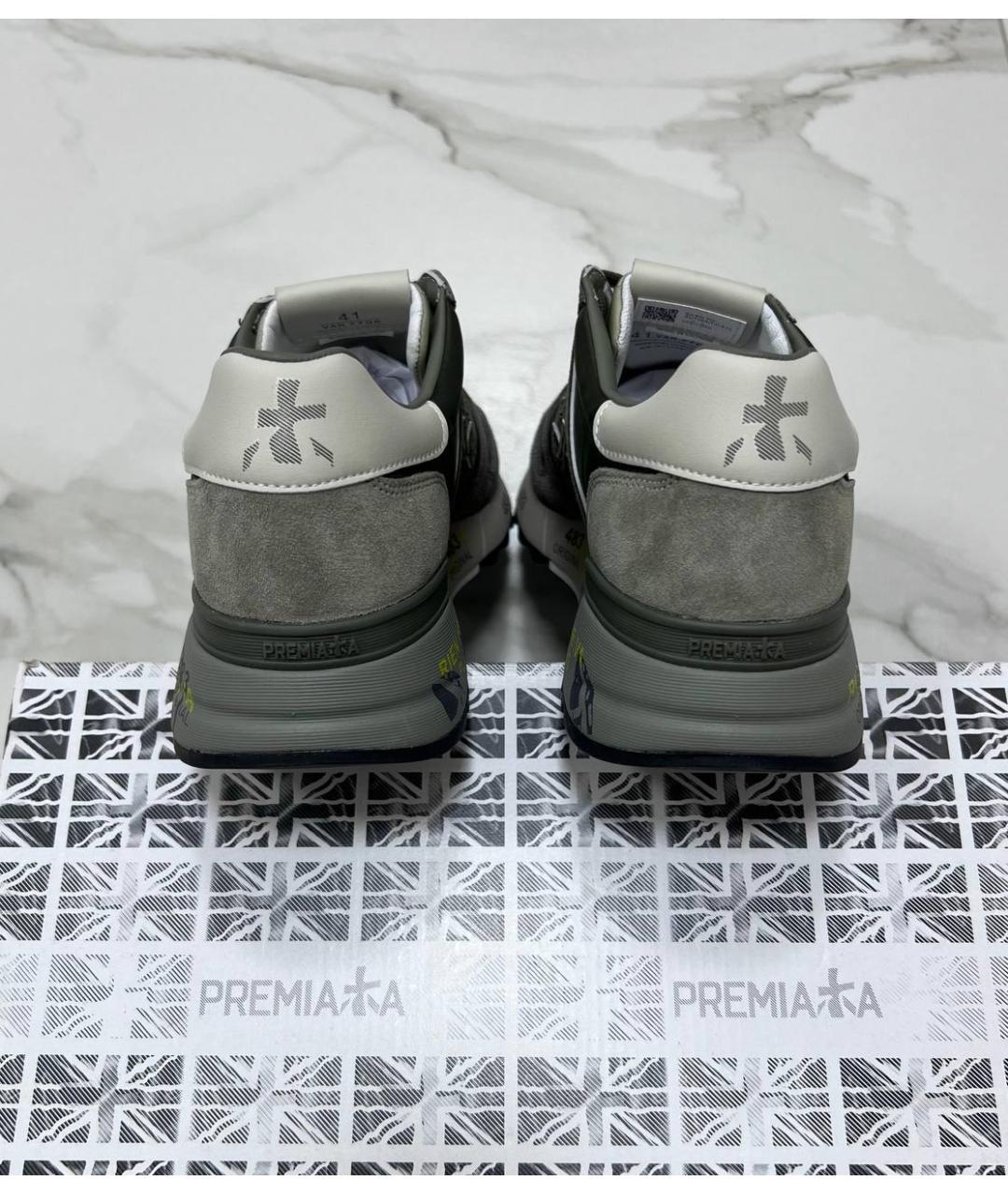 PREMIATA Зеленые кожаные низкие кроссовки / кеды, фото 5