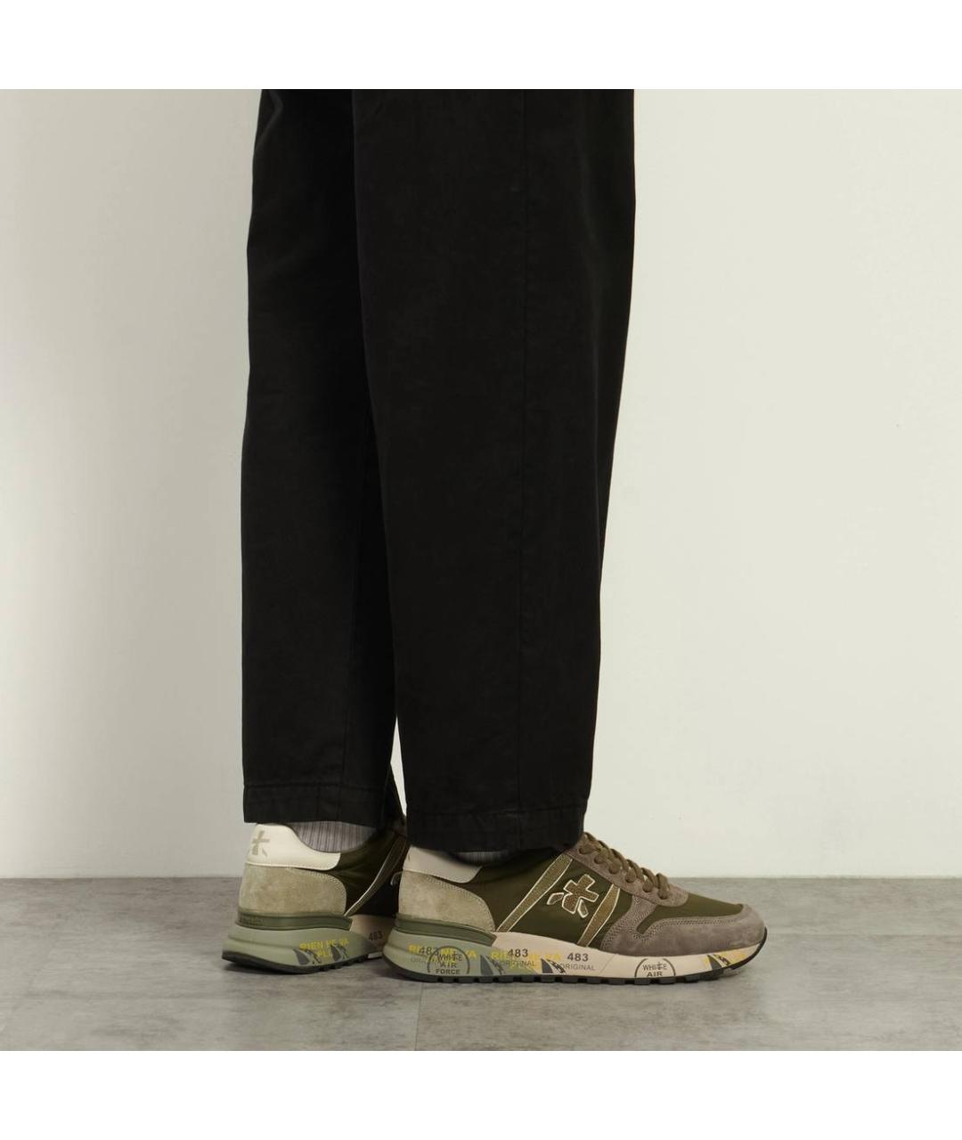 PREMIATA Зеленые кожаные низкие кроссовки / кеды, фото 7