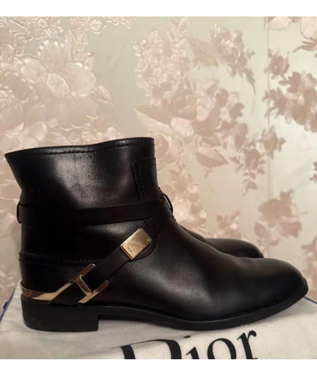 CHRISTIAN DIOR Черные кожаные полусапоги, фото 6