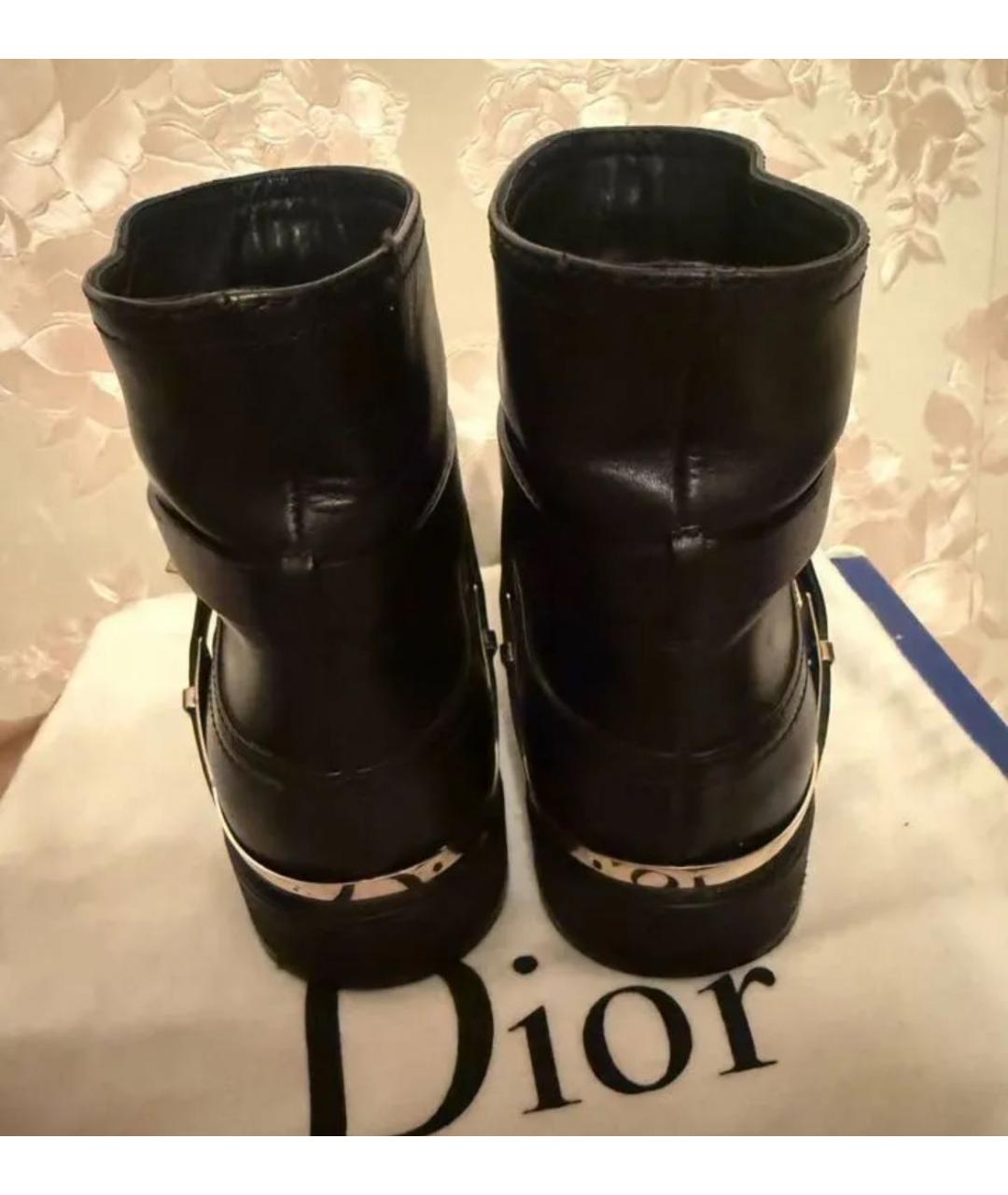 CHRISTIAN DIOR Черные кожаные полусапоги, фото 4