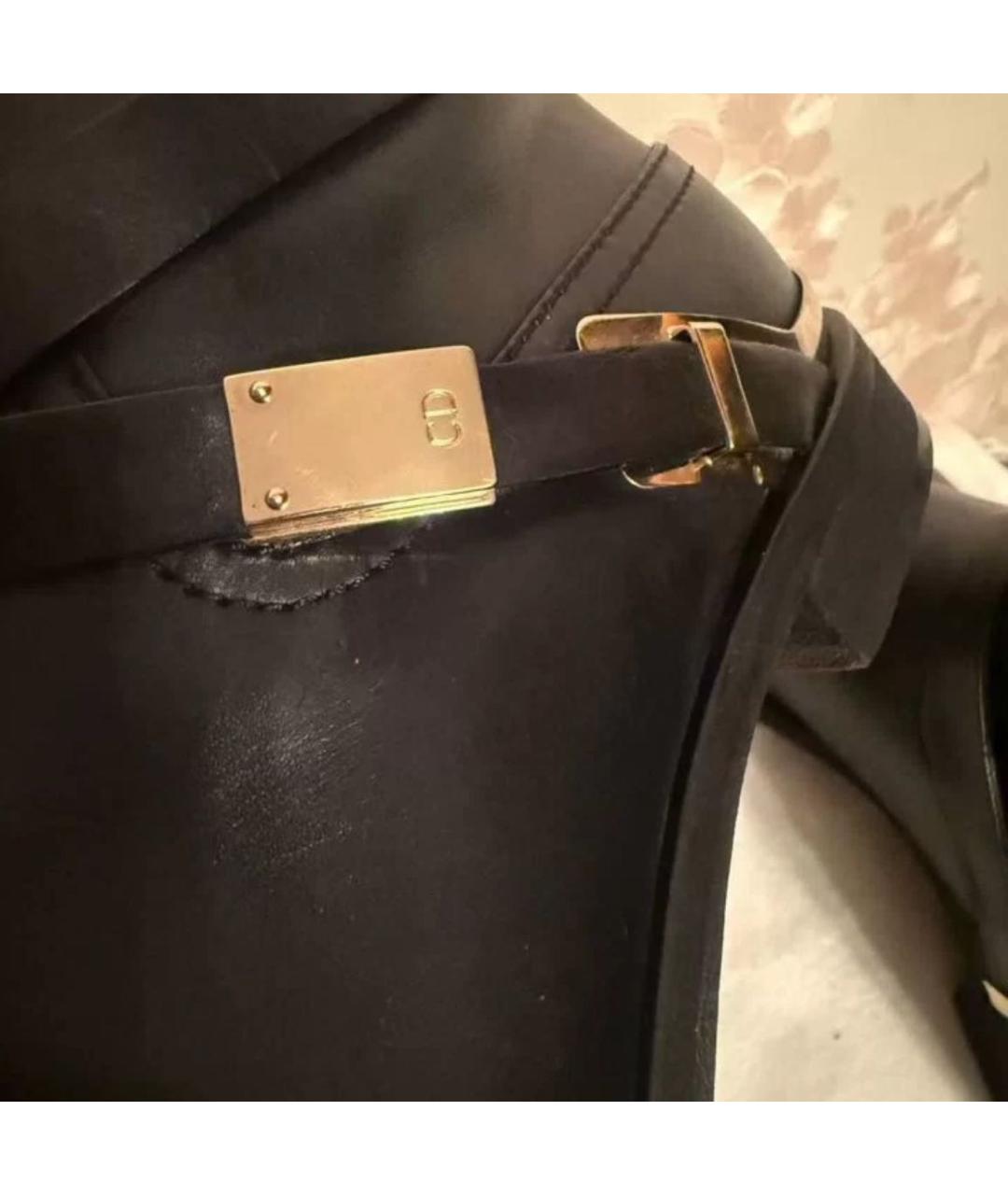 CHRISTIAN DIOR Черные кожаные полусапоги, фото 3