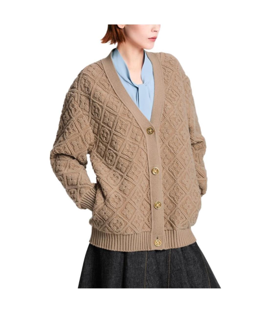 LOUIS VUITTON Коричневый шерстяной кардиган, фото 2