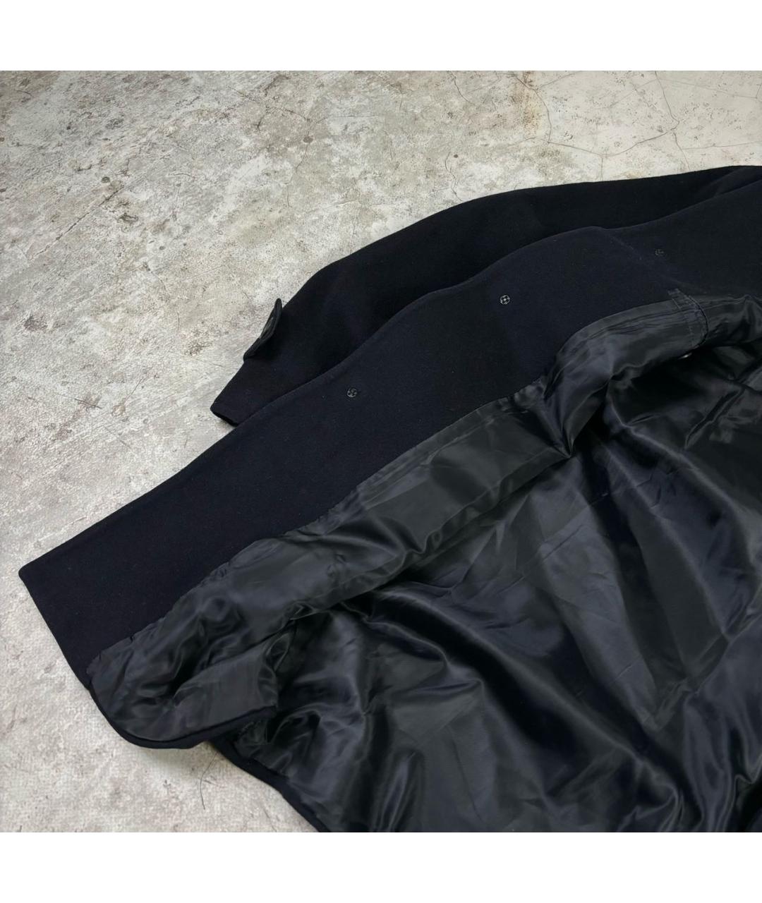 SAINT LAURENT Темно-синее шерстяное пальто, фото 5