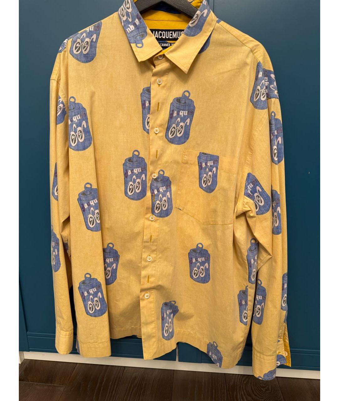 JACQUEMUS Желтая хлопковая кэжуал рубашка, фото 5