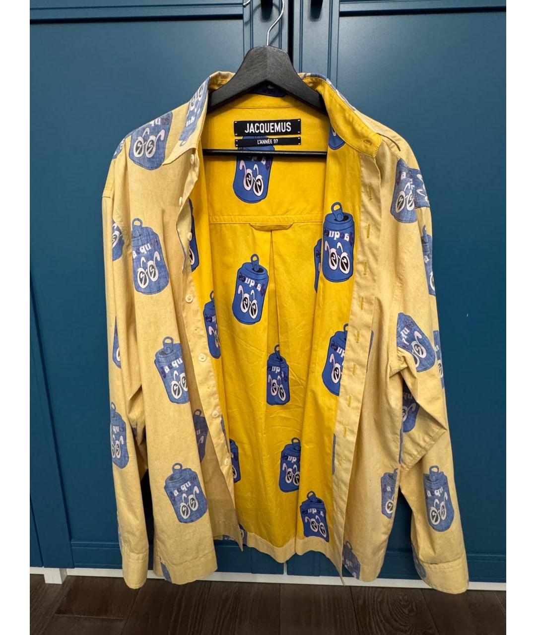 JACQUEMUS Желтая хлопковая кэжуал рубашка, фото 4