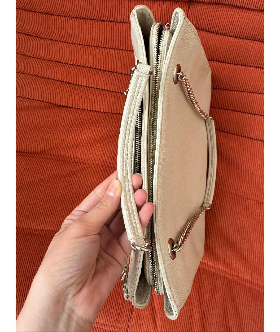 LOVE MOSCHINO Бежевая сумка с короткими ручками, фото 6