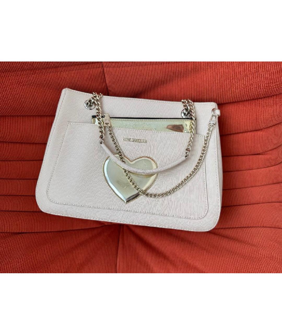 LOVE MOSCHINO Бежевая сумка с короткими ручками, фото 8