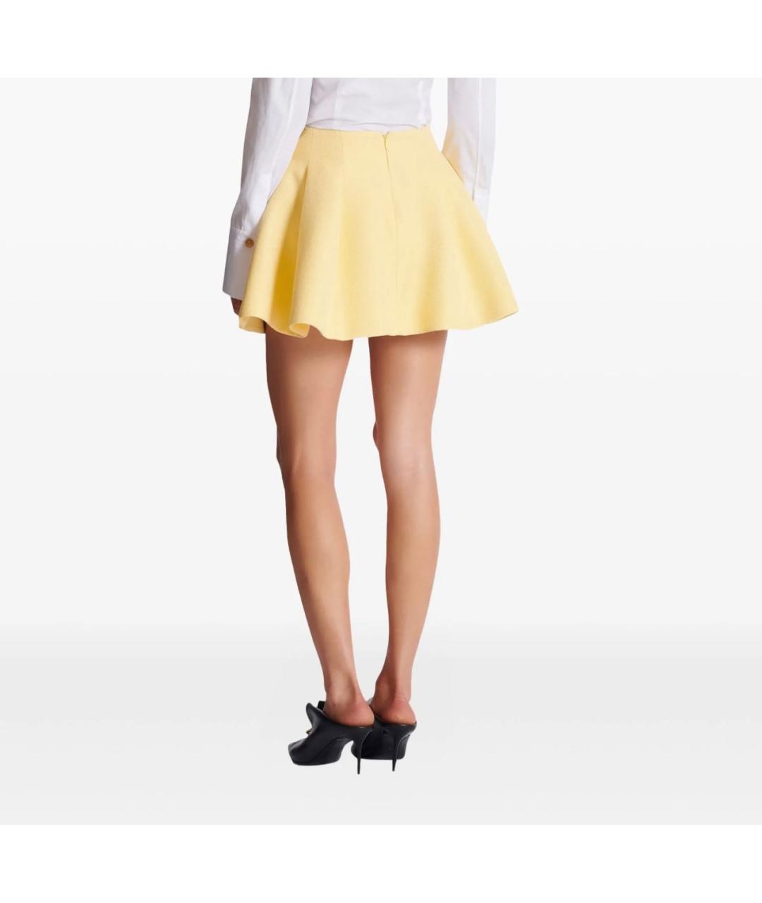 BALMAIN Желтая вискозная юбка мини, фото 2