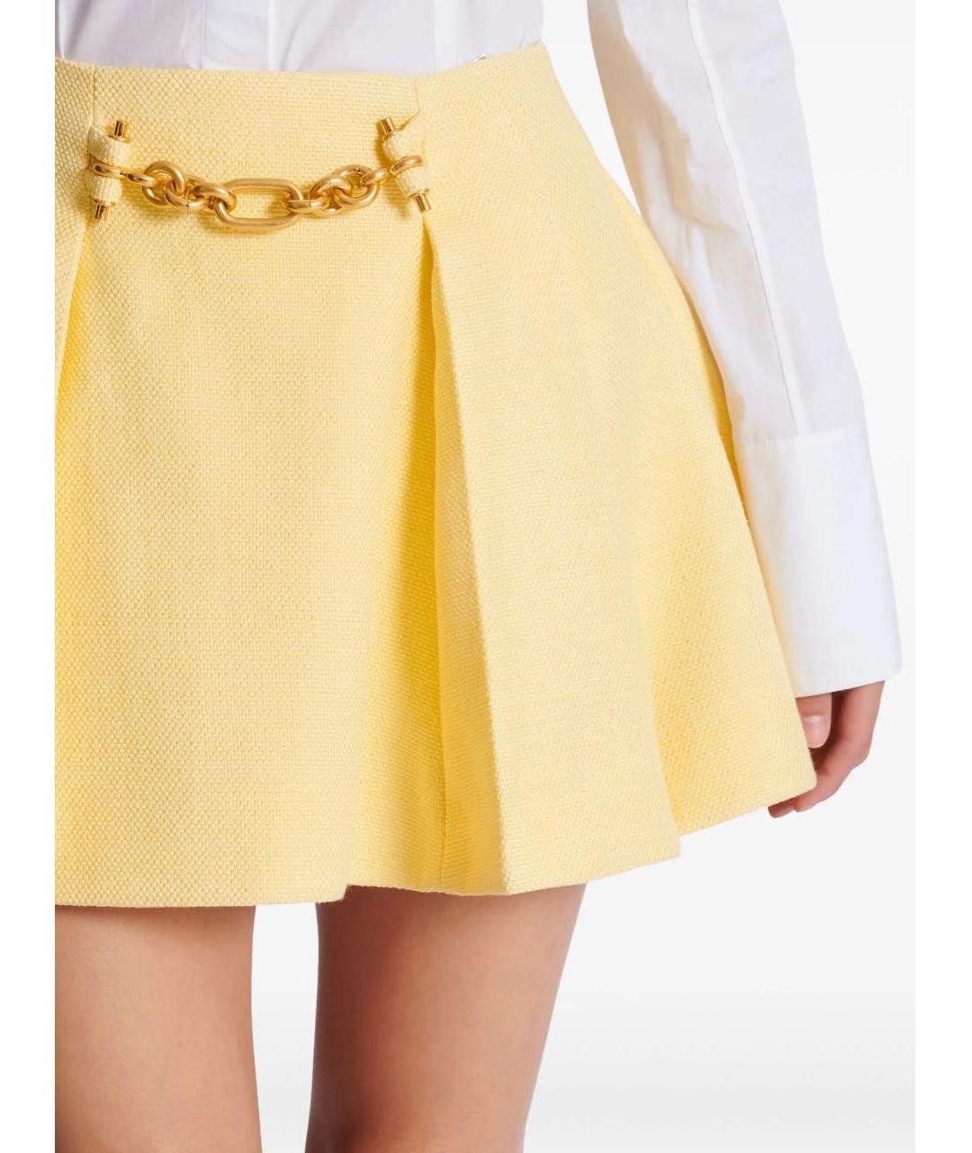 BALMAIN Желтая вискозная юбка мини, фото 3