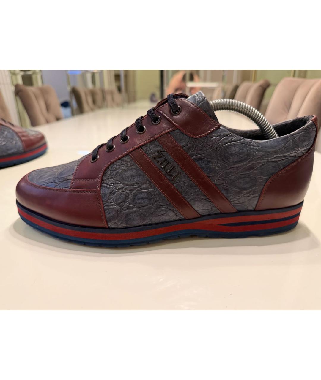 ZILLI Мульти низкие кроссовки / кеды из экзотической кожи, фото 5