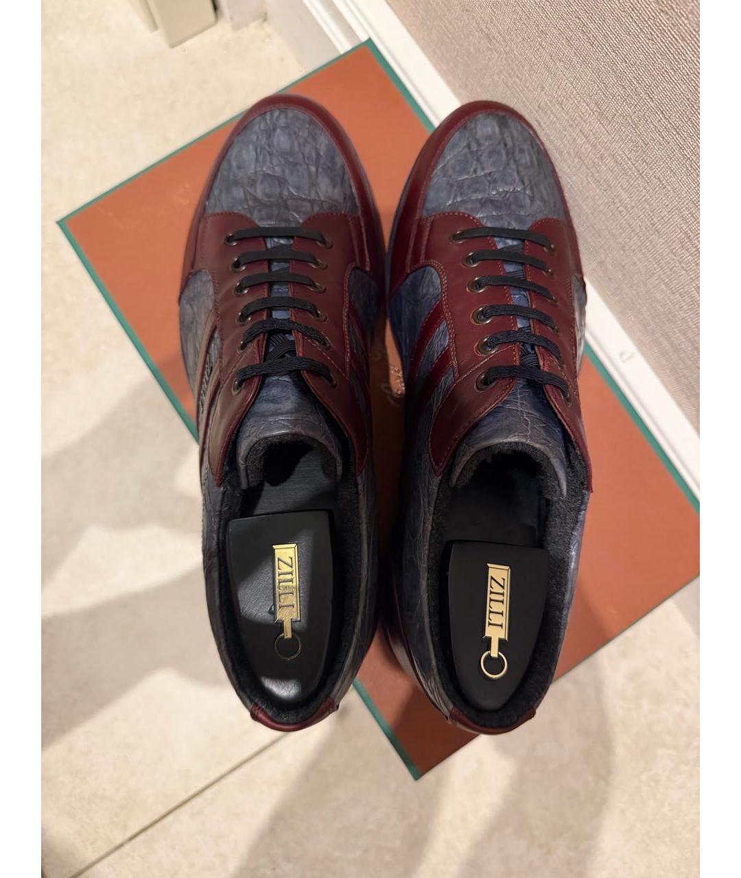 ZILLI Мульти низкие кроссовки / кеды из экзотической кожи, фото 4