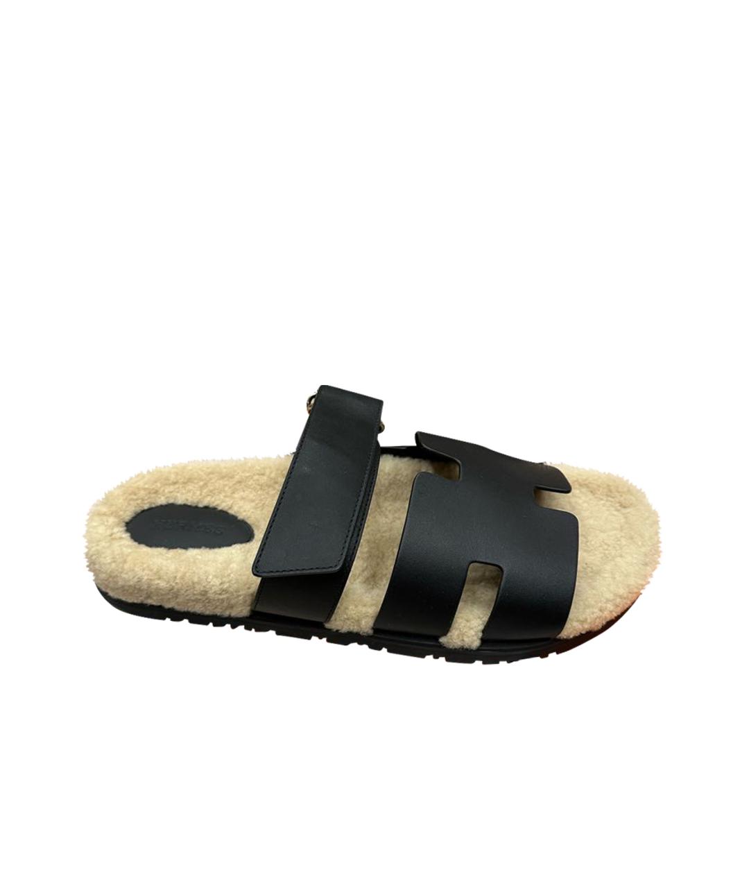 HERMES Черные шлепанцы, фото 9