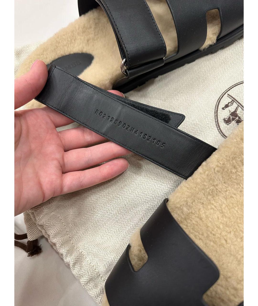 HERMES Черные шлепанцы, фото 7