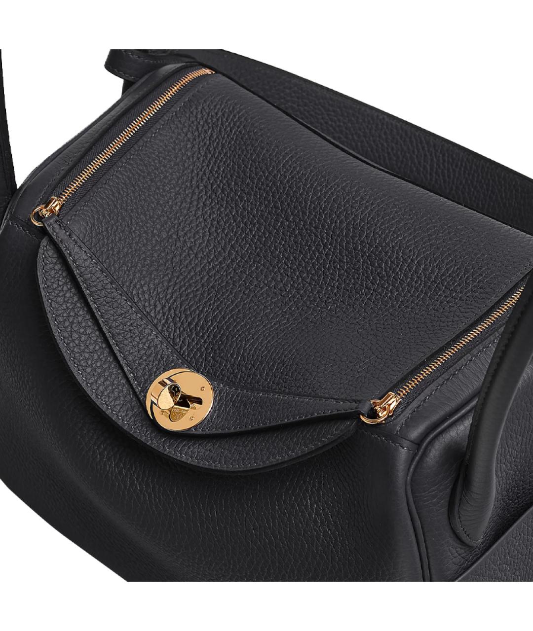 HERMES Черная кожаная сумка через плечо, фото 5