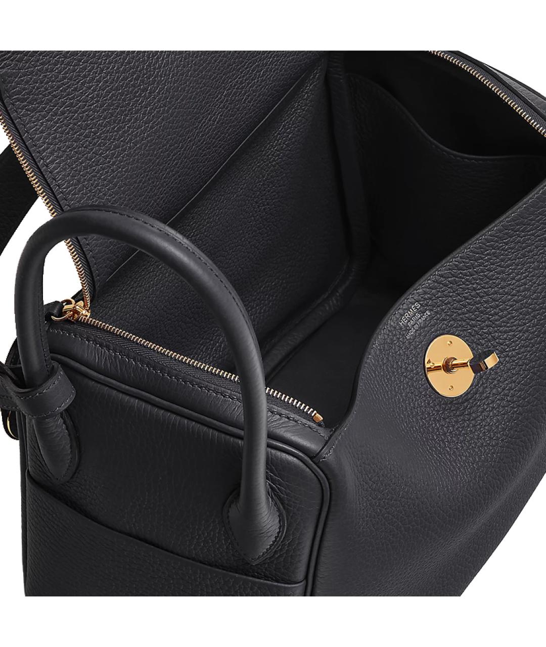 HERMES Черная кожаная сумка через плечо, фото 4