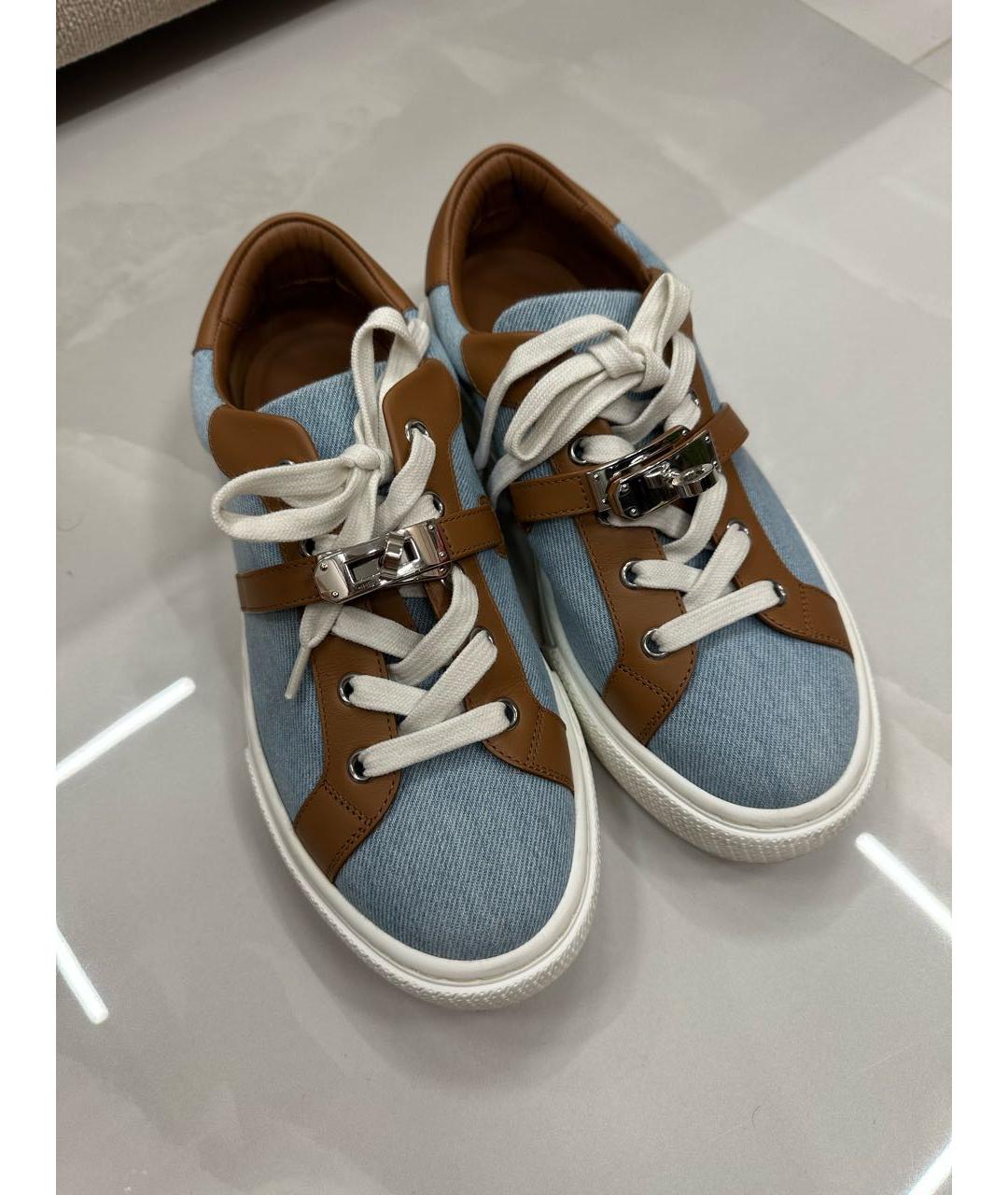 HERMES Голубые кеды, фото 3