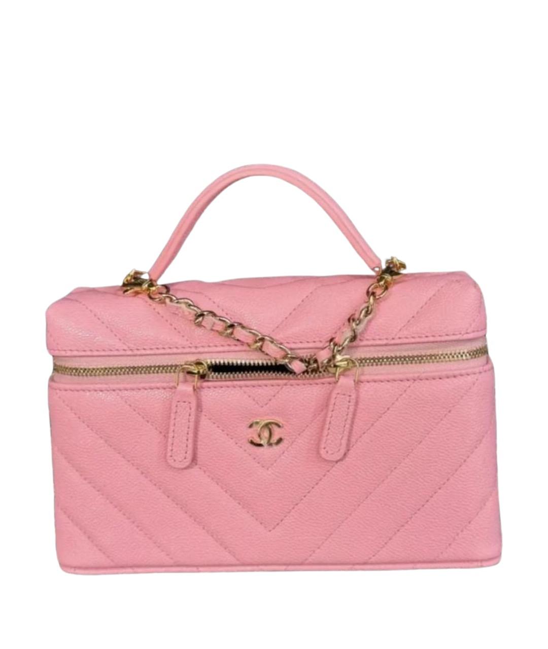 CHANEL Розовая кожаная сумка с короткими ручками, фото 1