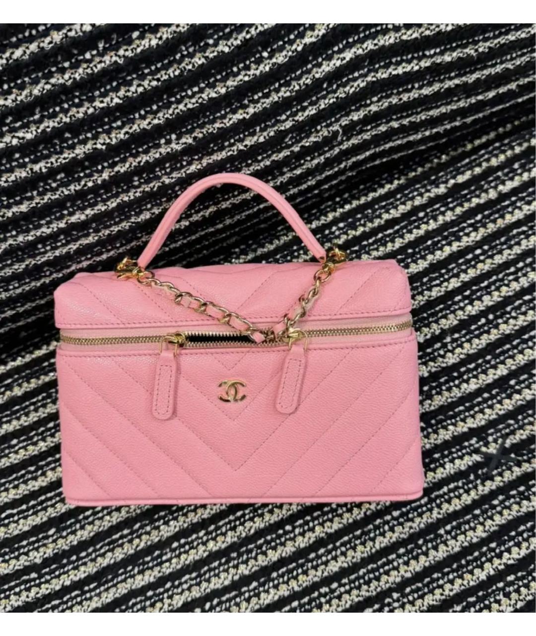 CHANEL Розовая кожаная сумка с короткими ручками, фото 3