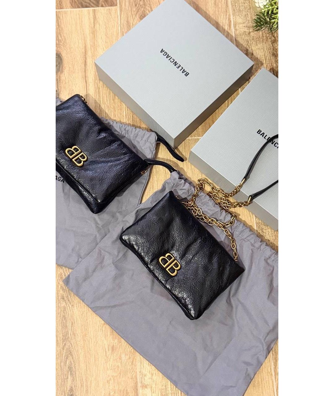 BALENCIAGA Черная кожаная сумка через плечо, фото 2