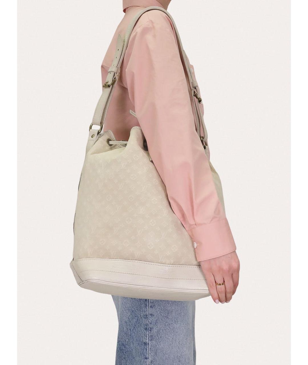 LOUIS VUITTON Бежевая тканевая сумка через плечо, фото 8