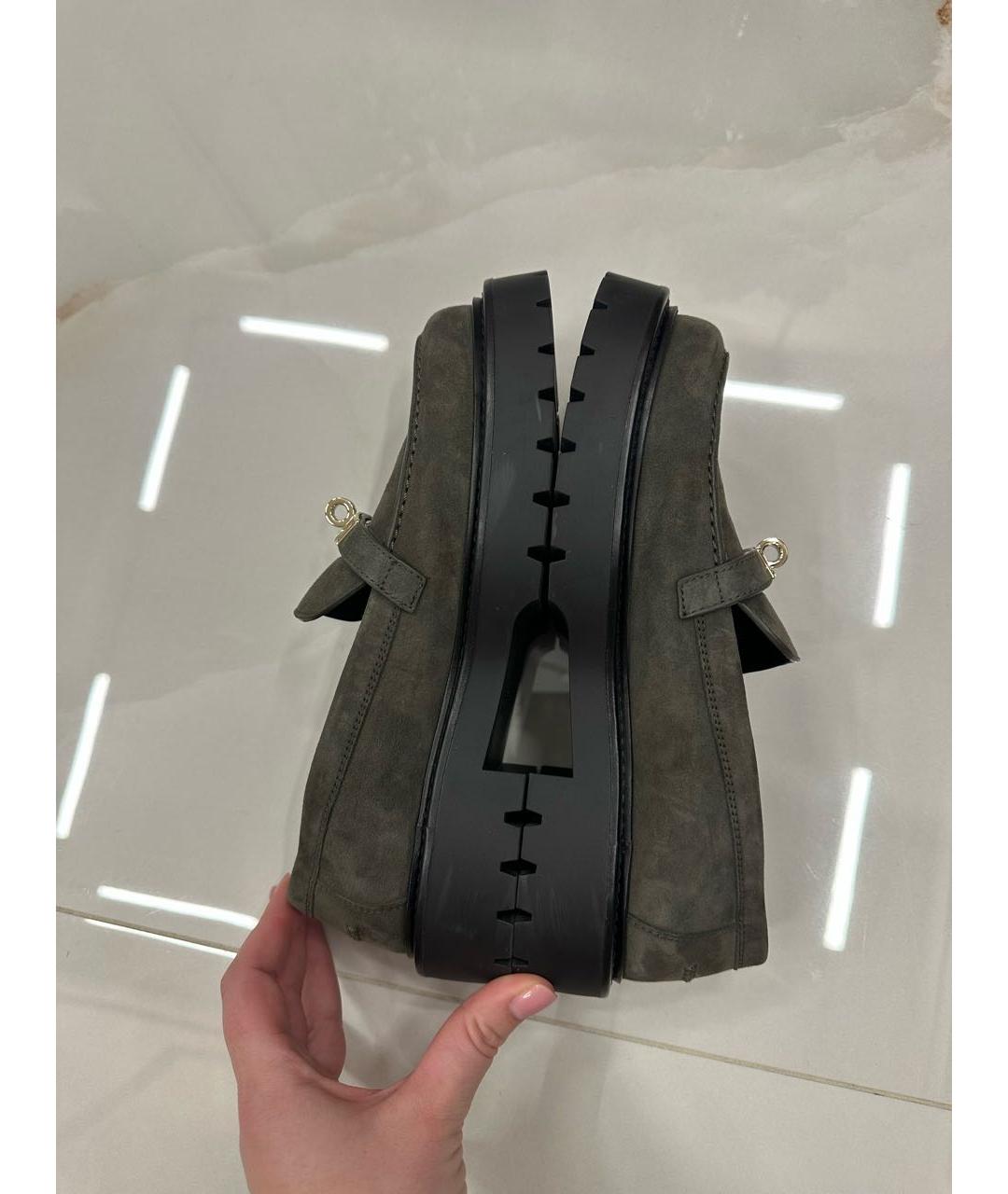 HERMES Хаки замшевые лоферы, фото 9