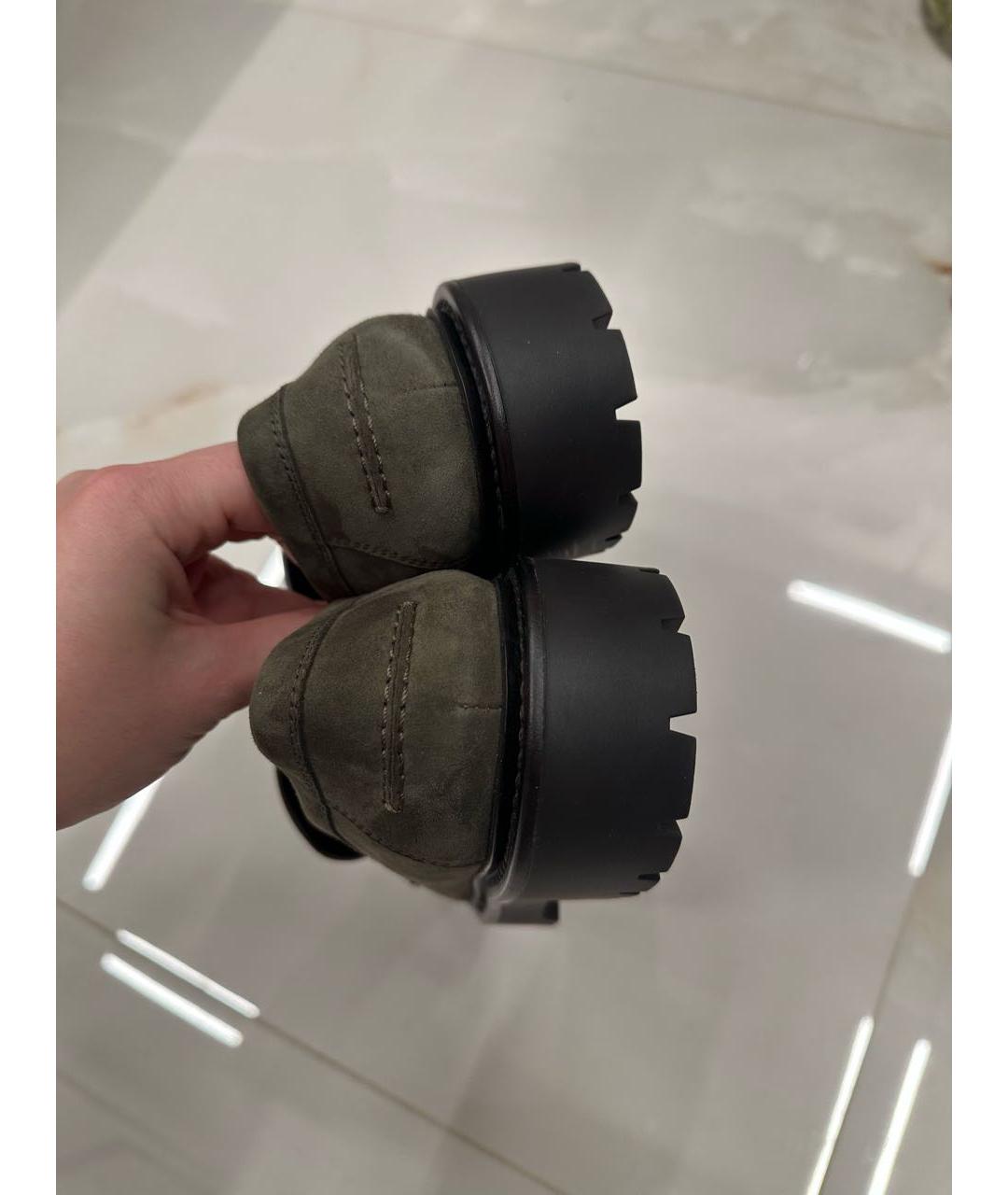 HERMES Хаки замшевые лоферы, фото 5