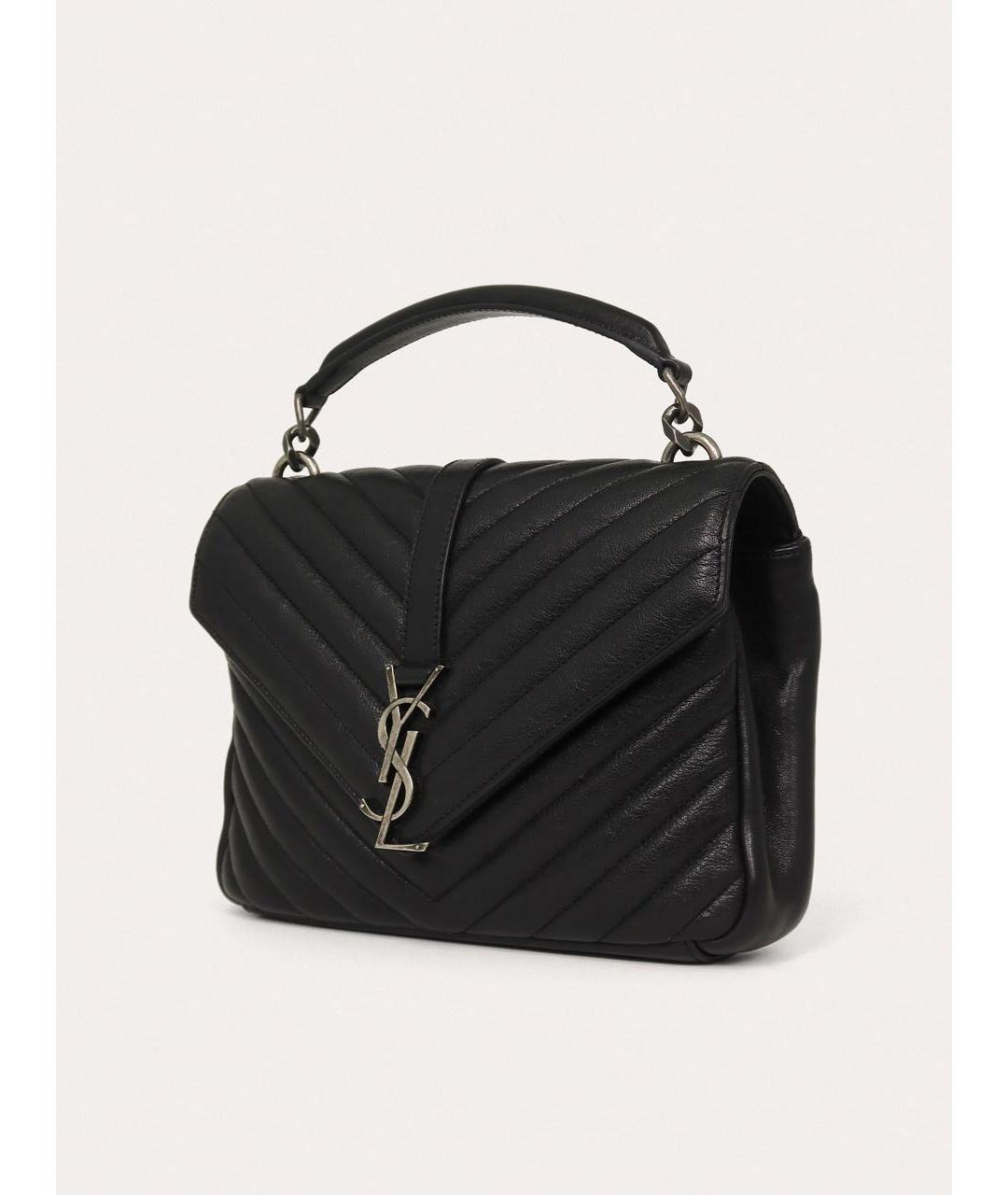 SAINT LAURENT Черная кожаная сумка через плечо, фото 2