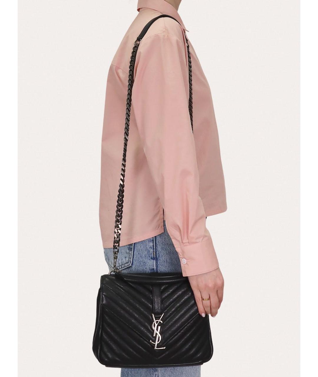 SAINT LAURENT Черная кожаная сумка через плечо, фото 8