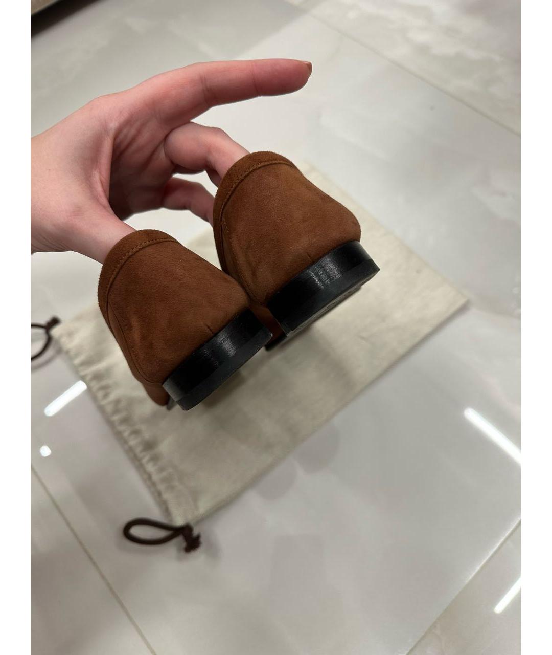 HERMES Коричневые замшевые лоферы, фото 5