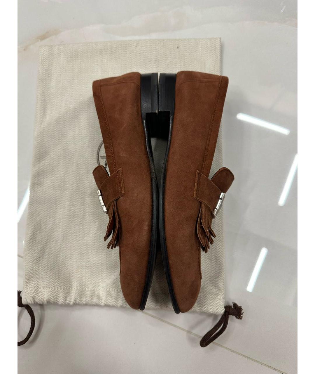 HERMES Коричневые замшевые лоферы, фото 9