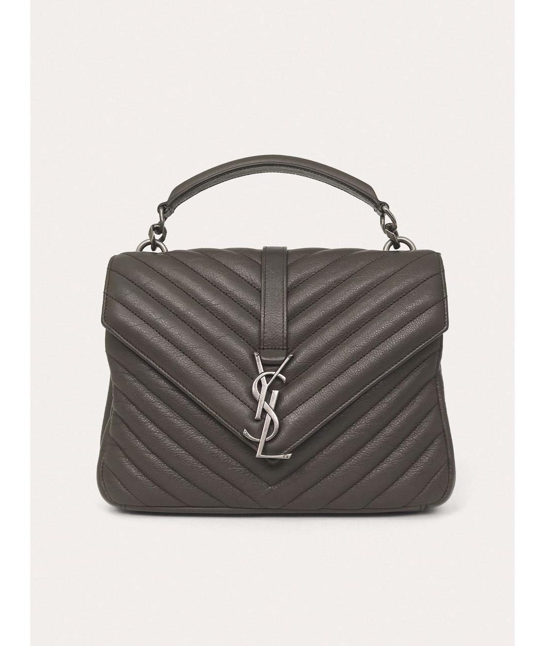 SAINT LAURENT Антрацитовая кожаная сумка через плечо, фото 9