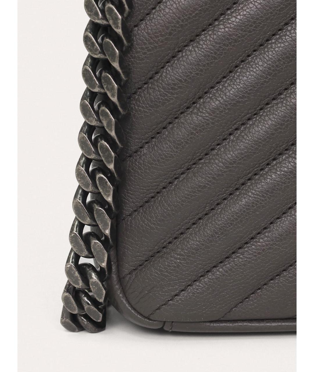 SAINT LAURENT Антрацитовая кожаная сумка через плечо, фото 5