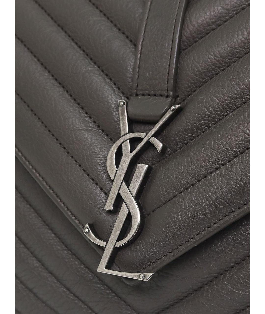 SAINT LAURENT Антрацитовая кожаная сумка через плечо, фото 6