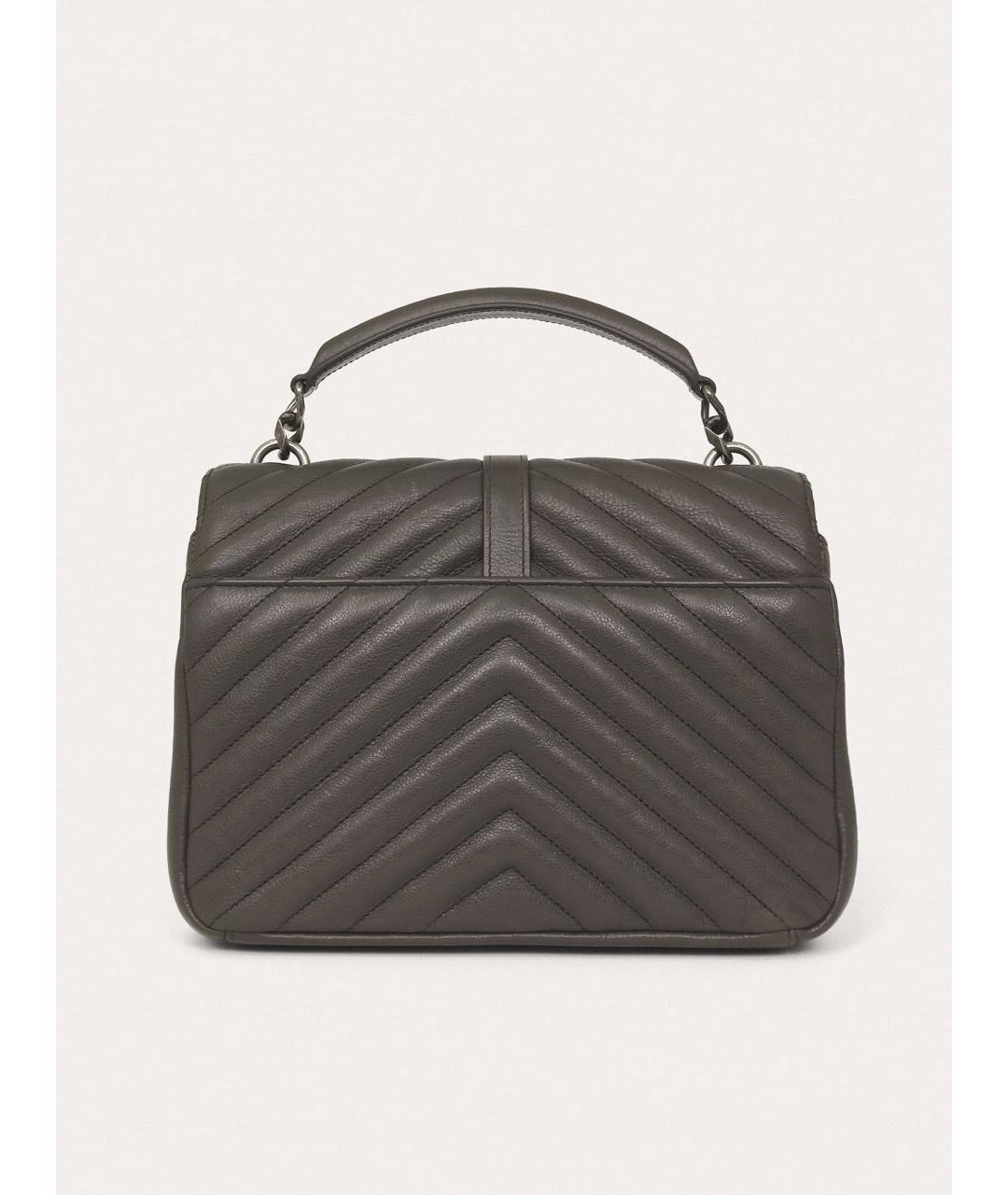 SAINT LAURENT Антрацитовая кожаная сумка через плечо, фото 3