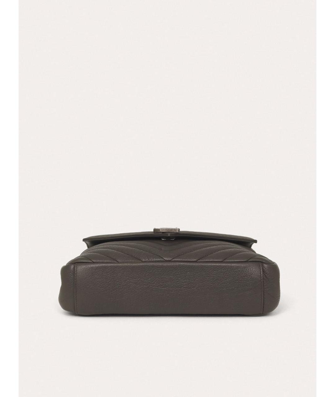 SAINT LAURENT Антрацитовая кожаная сумка через плечо, фото 4