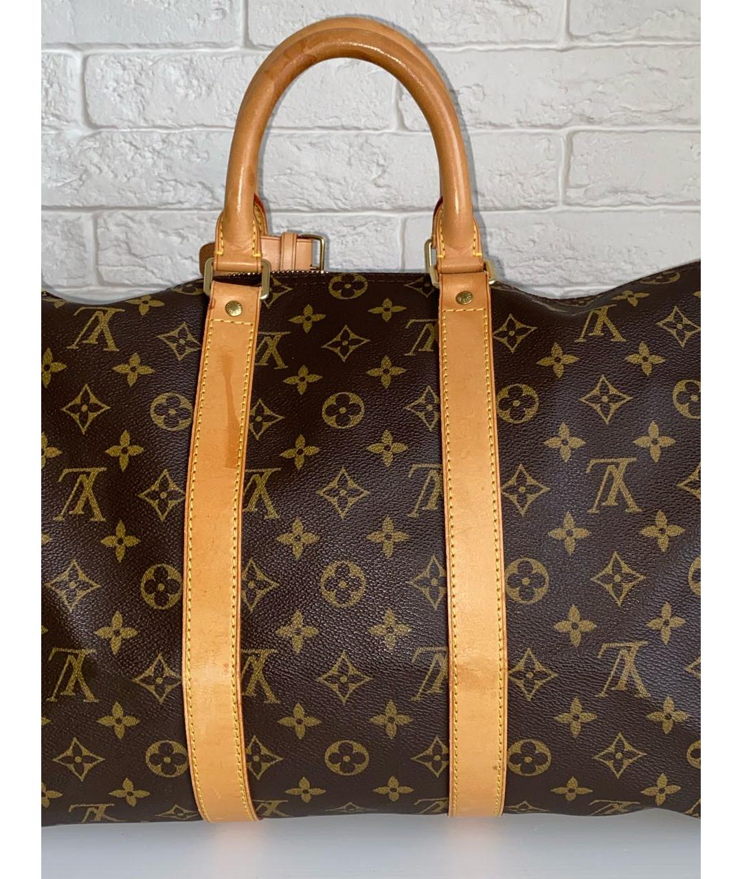LOUIS VUITTON Коричневая кожаная дорожная/спортивная сумка, фото 5