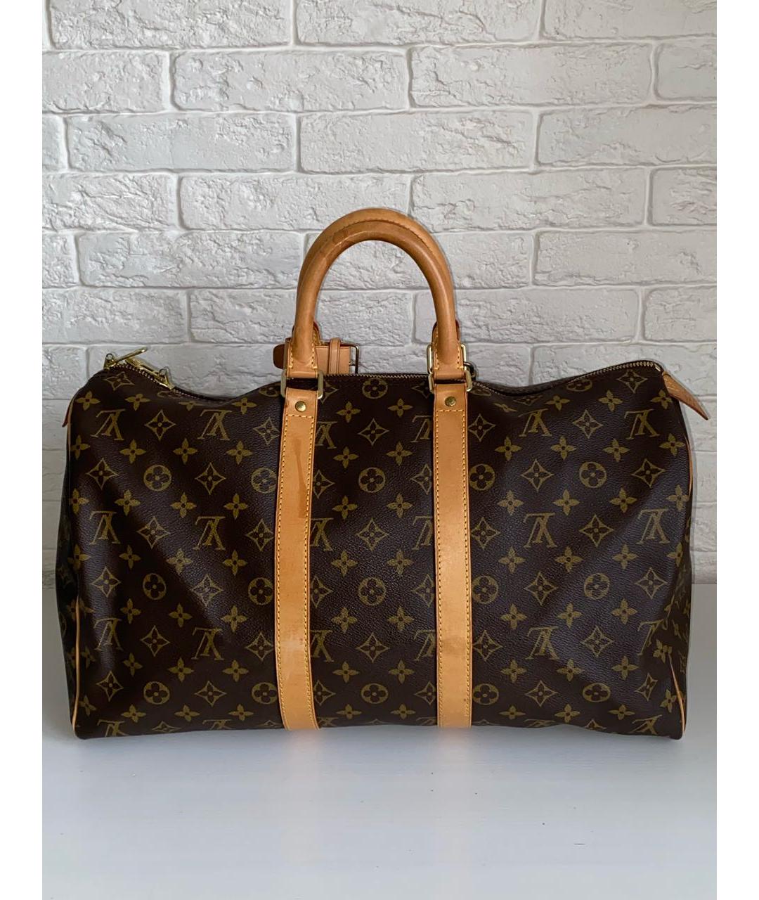 LOUIS VUITTON Коричневая кожаная дорожная/спортивная сумка, фото 4