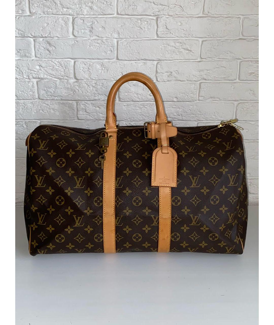 LOUIS VUITTON Коричневая кожаная дорожная/спортивная сумка, фото 9