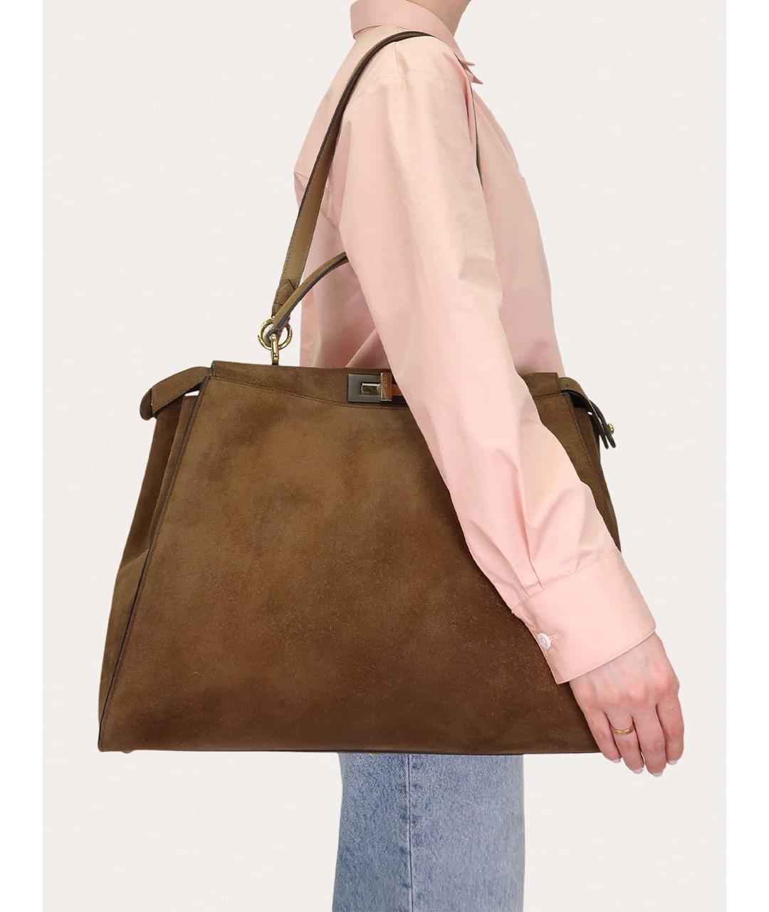 FENDI Коричневая замшевая сумка через плечо, фото 10