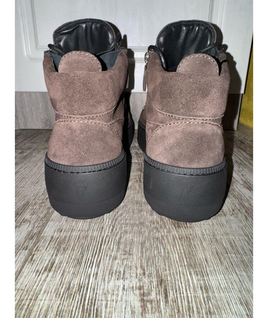 GIUSEPPE ZANOTTI DESIGN Коричневые замшевые высокие ботинки, фото 4