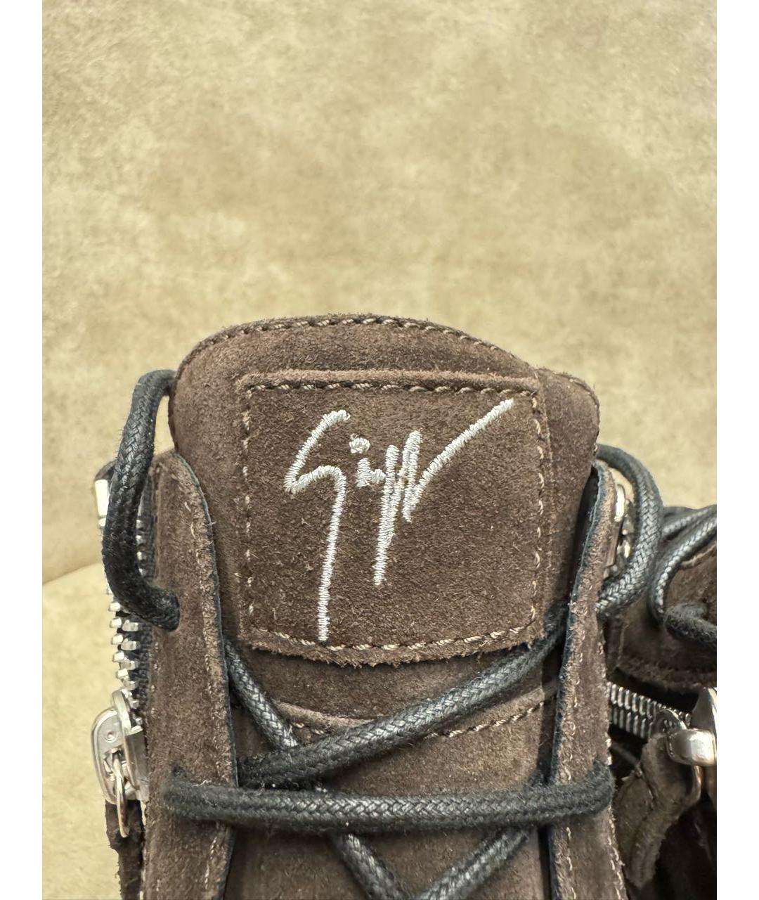 GIUSEPPE ZANOTTI DESIGN Коричневые замшевые высокие ботинки, фото 5